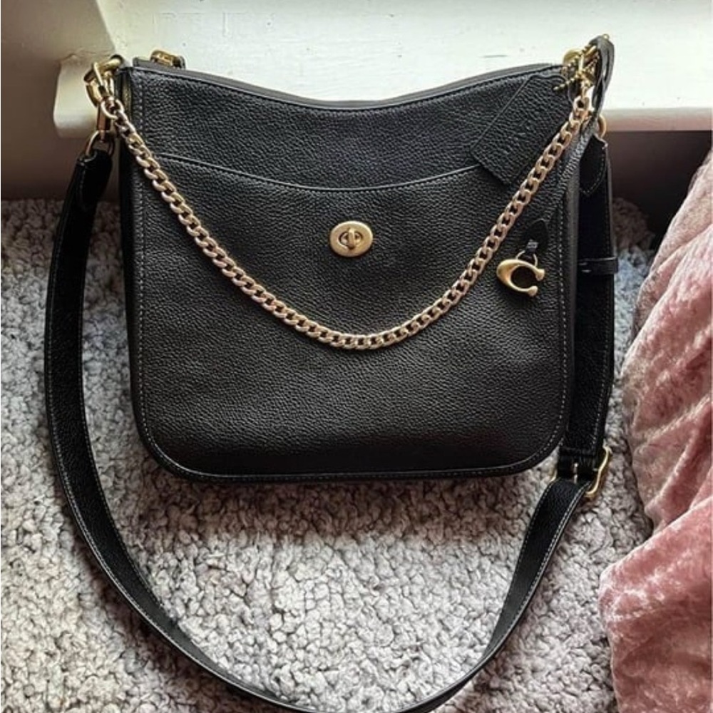 Black Coach Pebble Leather Crossbody Bag - Great condition with Dust Bag